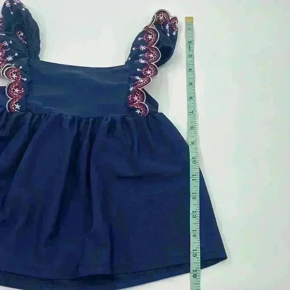 CAT & JACK Girl 5T Red/White/Blue Flutter Sleeve Swimsuit Top Embroidered - Picture 3 of 8